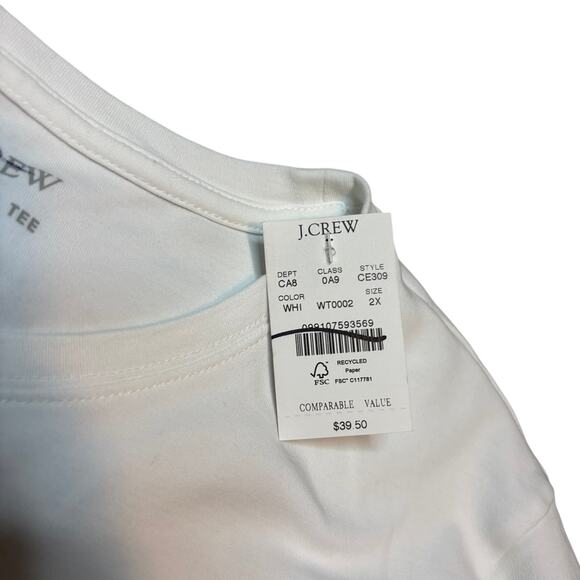 NWT J.Crew White Cotton Crewneck Tee Women’s XXL 2X Fair Trade Basic - Picture 7 of 8